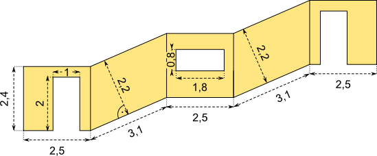 Zusammengesetzte Fläche; Treppenhauswand