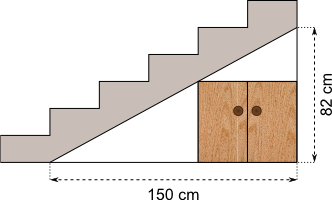 Strahlensatz; Schrank unter Treppe