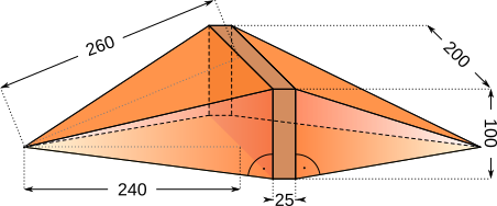 Zwei Pyramidenhälften plus Quader